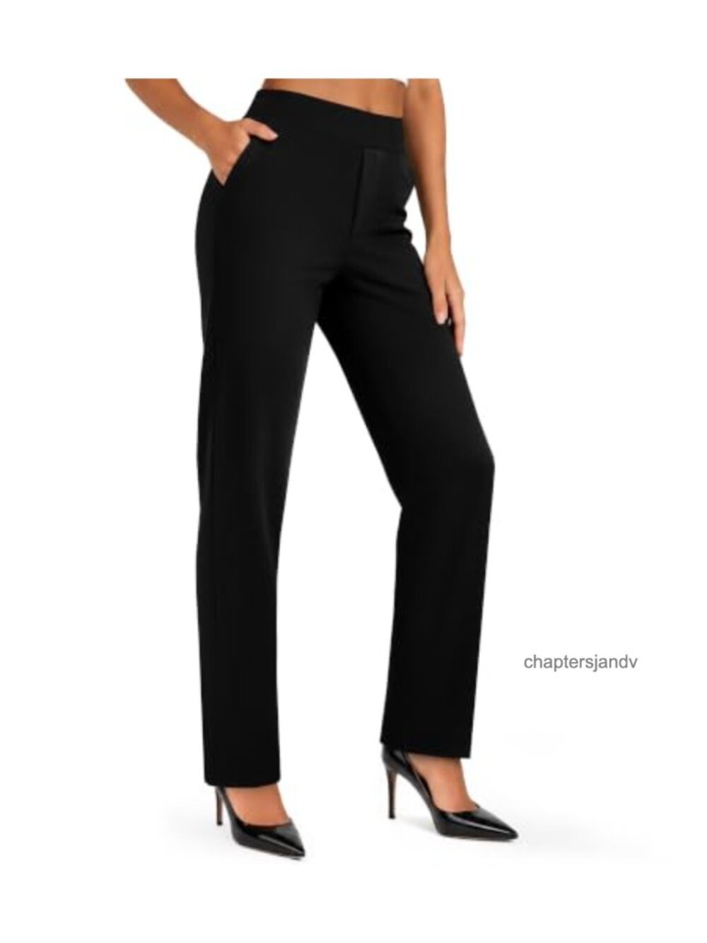 Womens Straight Leg Dress Pants High Rise Pull On Pockets Business Casual